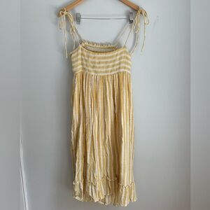 Rue Stiic Yellow Stipe Midi Sabino Sun Dress Size XS